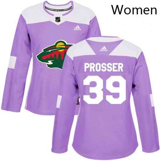 Womens Adidas Minnesota Wild 39 Nate Prosser Authentic Purple Fights Cancer Practice NHL Jersey